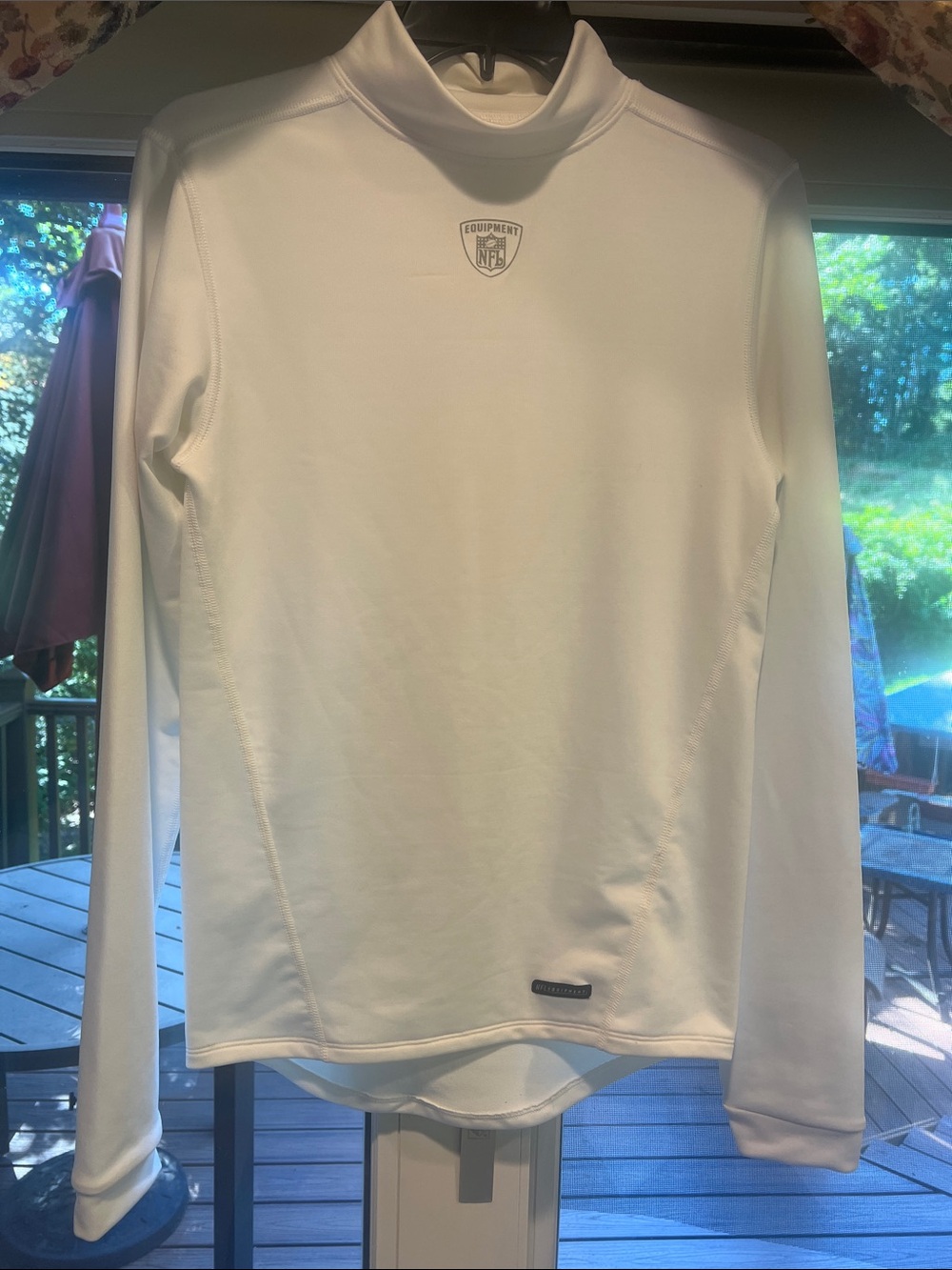 Gently worn. NFL White Long-Sleeve Mock Neck Performance Shirt